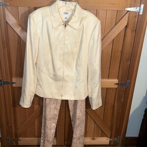 Talbots Suit Pant Set Pale Yellow Tan 12
